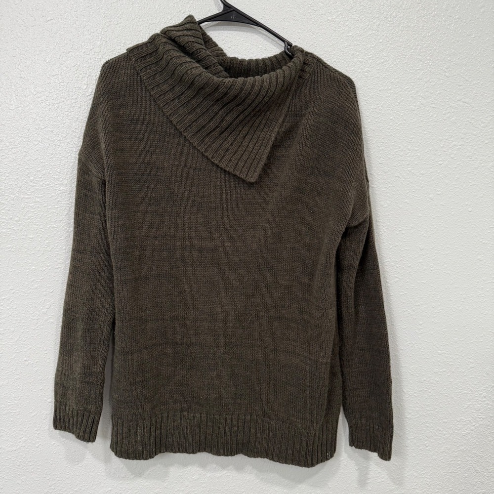 matty m cowl neck knit sweater women's size large brown‎ cotton blend